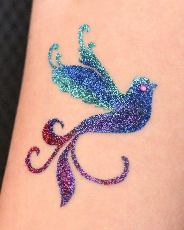 glittertattoo vogel