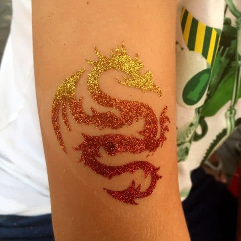 glittertattoo draak